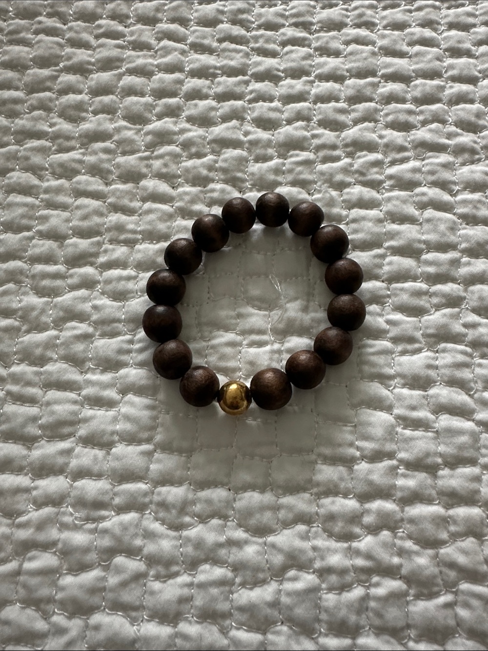 Wood Bead Stretch Bracelet with Gold Accent Ball